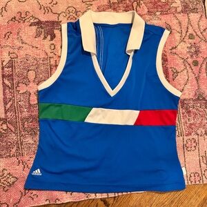 Adidas Blue V-Neck Polo for Italian World Cup team - no tag, fits like size L